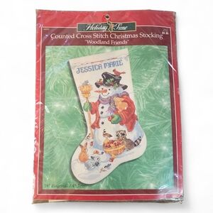 Vintage Bucilla Holiday Time Cross Stitch Stocking Kit Woodland Friends NIP